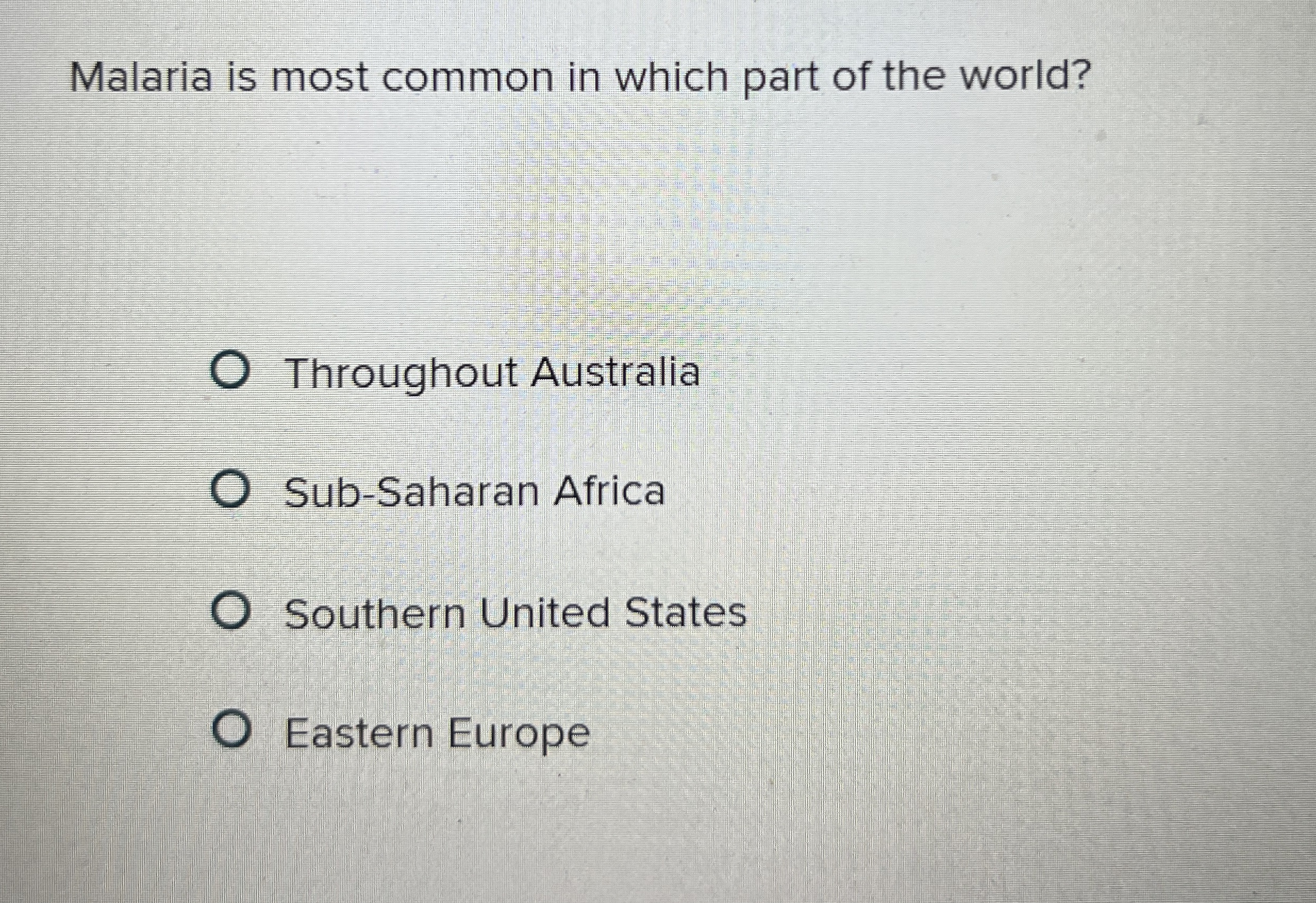 Solved Malaria is most common in which part of the