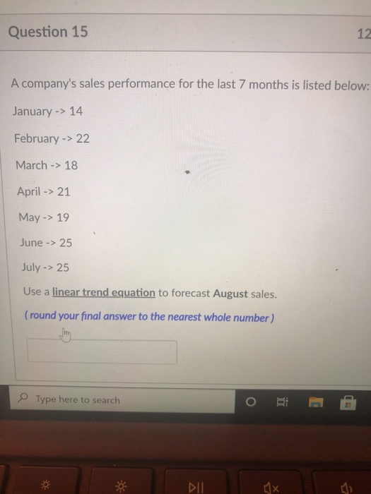 Solved Question 15 12 A company's sales performance for the | Chegg.com