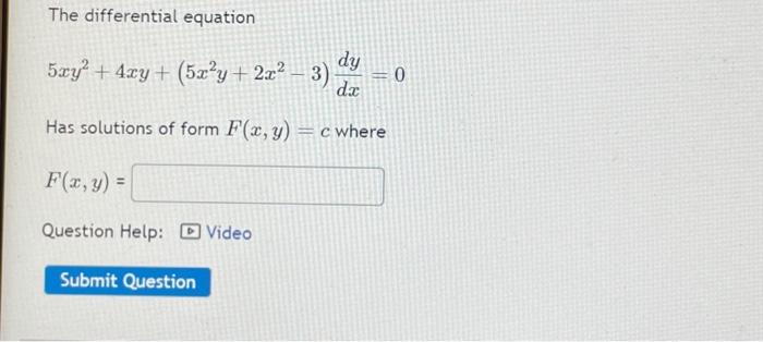 Solved The differential equation dy dx Has solutions of form | Chegg.com