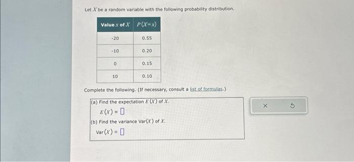 Solved Let X be a random variable with the following | Chegg.com