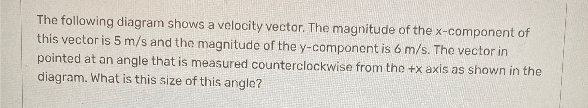 Solved The following diagram shows a velocity vector. The | Chegg.com