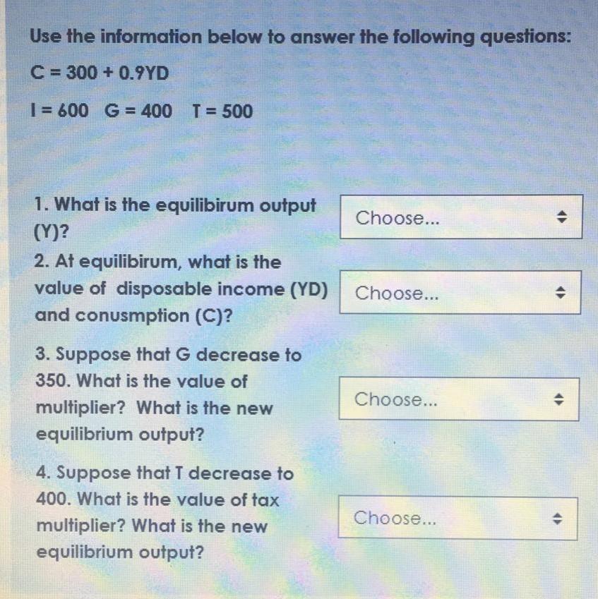 Solved Use the information below to answer the following | Chegg.com