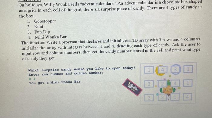 Solved On holidays, Willy Wonka sells"advent calendars". An | Chegg.com