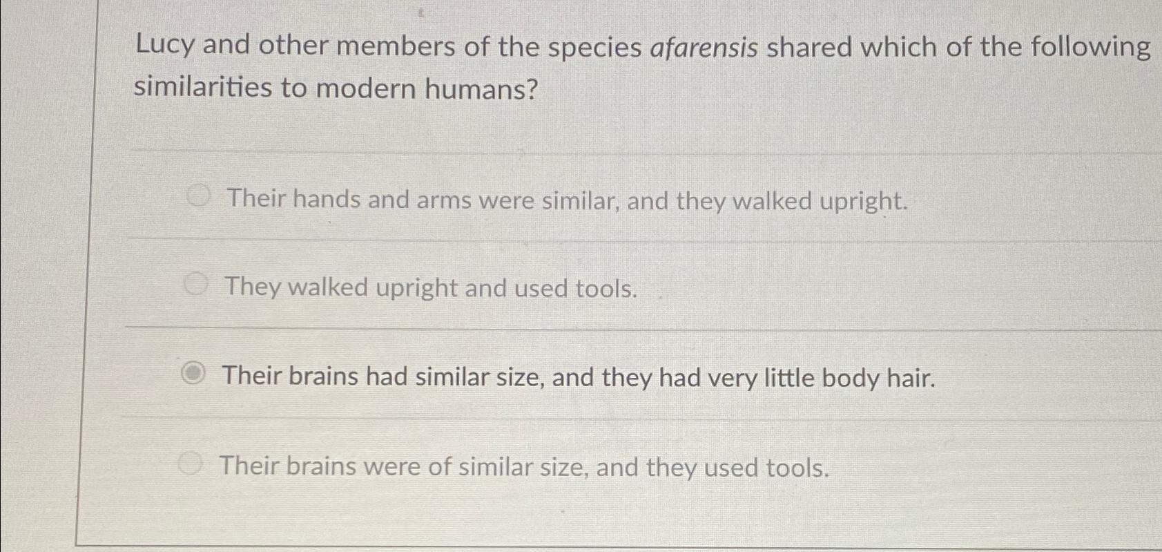 Solved Lucy and other members of the species afarensis | Chegg.com