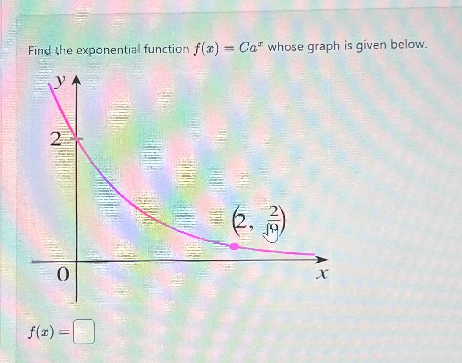 Solved Find The Exponential Function F X Cax ﻿whose Graph