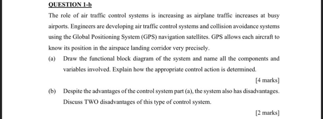 OUESTION 1-bThe role of air traffic control systems | Chegg.com