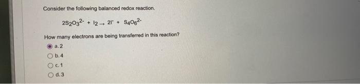 Solved 5 Consider The Following Balanced Redox Reaction Chegg Com
