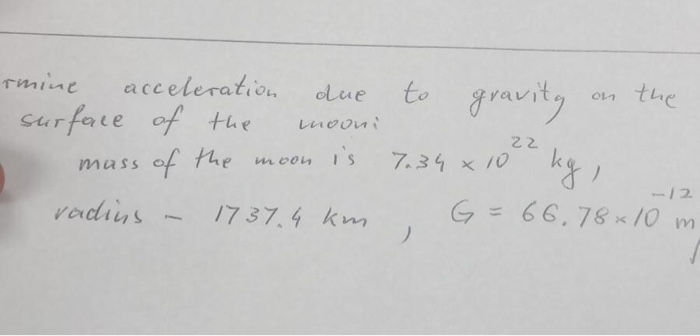 Solved rmine acceleration due to gravity on the surface of | Chegg.com