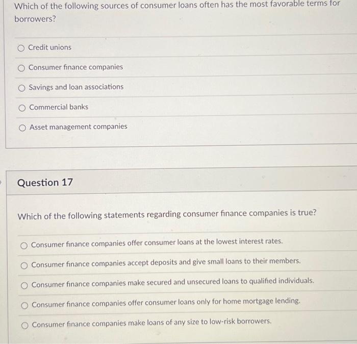 What Is True About Consumer Finance Companies And Credit
