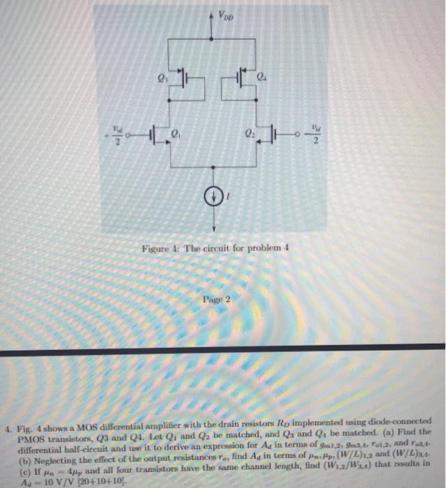 Solved VOD Figure 4: The circuit for problem 4 Prige 2 4. | Chegg.com
