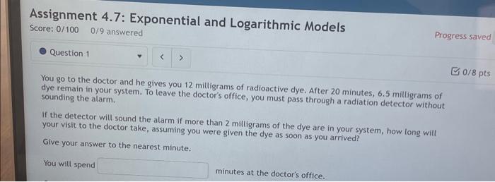 Solved Assignment 4.7: Exponential and Logarithmic Models | Chegg.com
