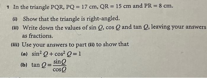 Solved 1 In the triangle PQR