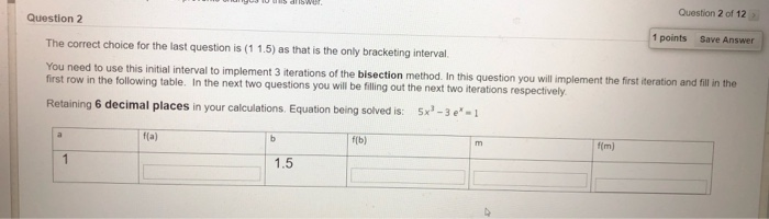 Solved Question 2 of 12 Question 2 1 points Save Answer The | Chegg.com