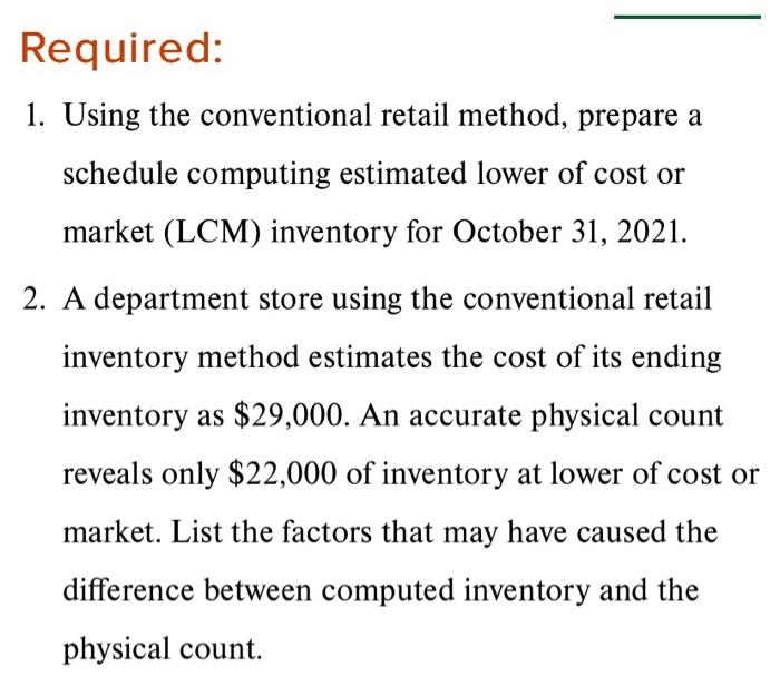 Solved P 9-8 Retail inventory method; conventional CLO9-4 | Chegg.com