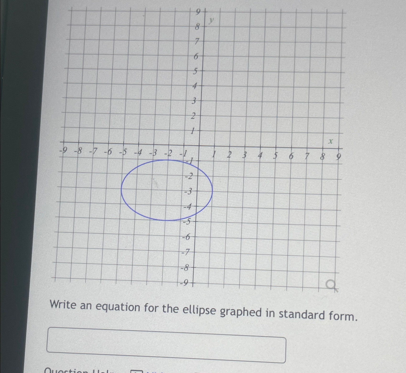 Solved Write an equation for the ellipse graphed in standard | Chegg.com