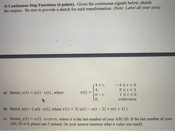 Solved 4) Continuous Step Functions (6 points). Given the | Chegg.com
