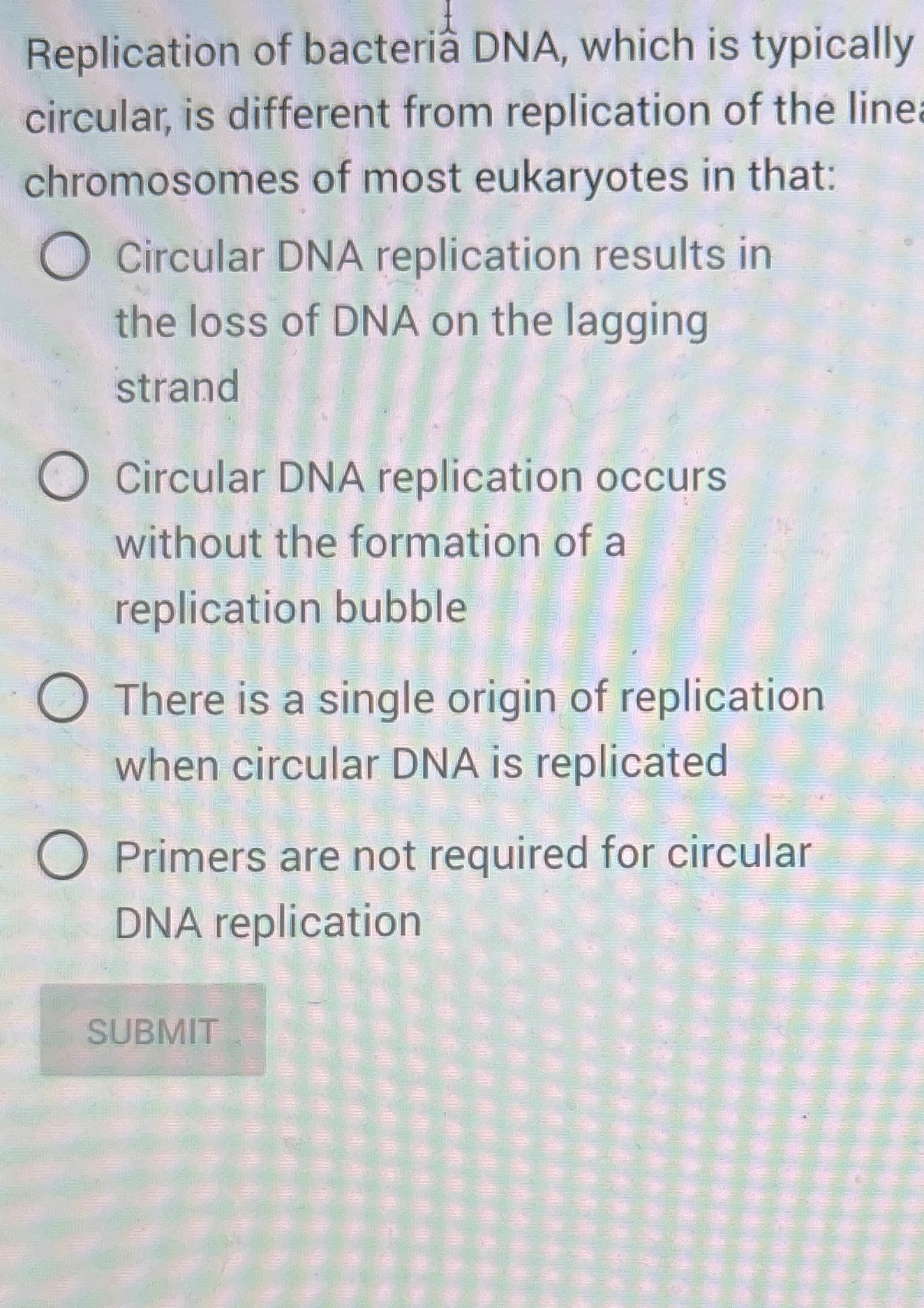Solved Replication of bacterià ﻿DNA, which is typically