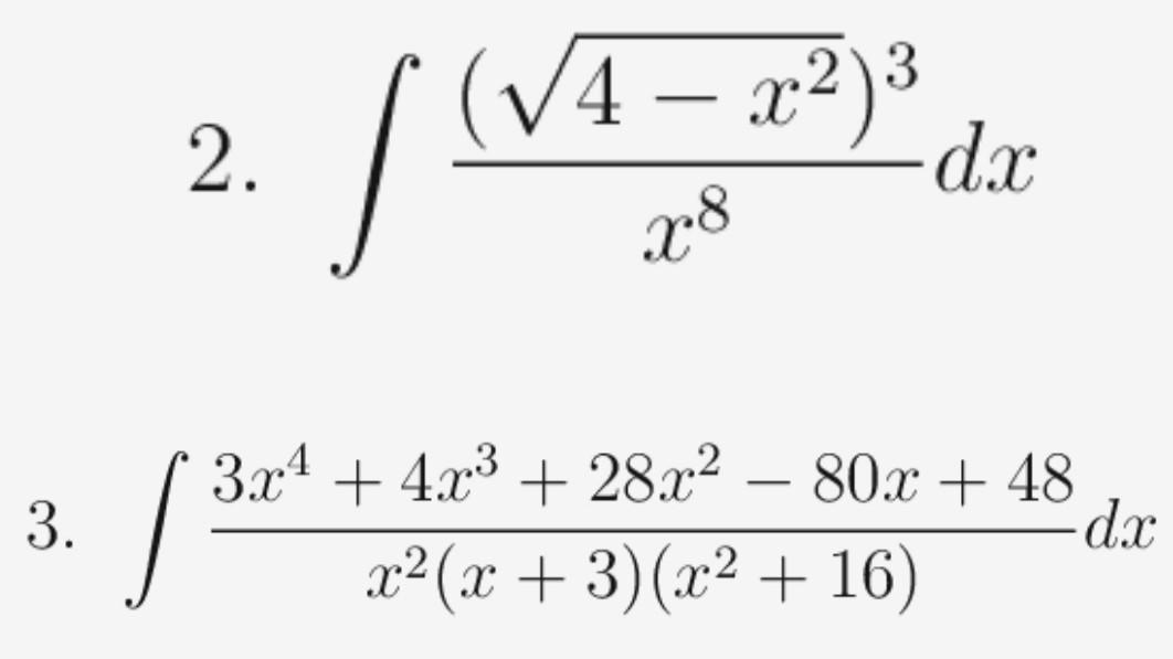 Solved solve the following integrals using the techniques of | Chegg.com