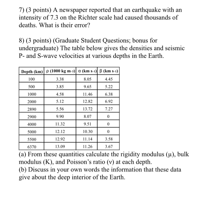Solved geophysics. give explanation and step by step on how | Chegg.com