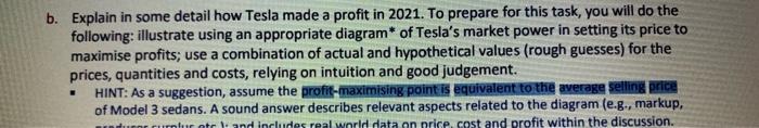 Solved b. Explain in some detail how Tesla made a profit in | Chegg.com