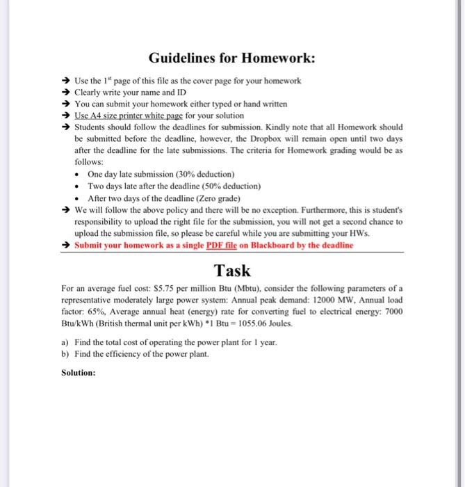 Solved Guidelines for Homework: → Use the 1