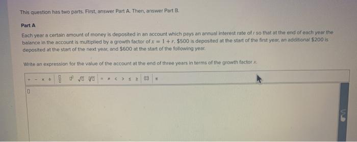 Solved This question has two parts. First, answer Part A. | Chegg.com
