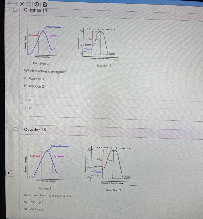 Solved > X COB Question 14 int Reaction 1 Reaction 2 Which | Chegg.com