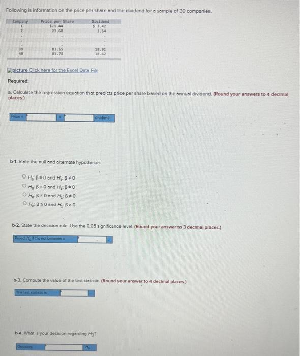 Following Is Information On The Price Per Share And | Chegg.com