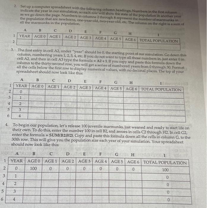 Solved 2. Set up a computer spreadsheet with the following Chegg