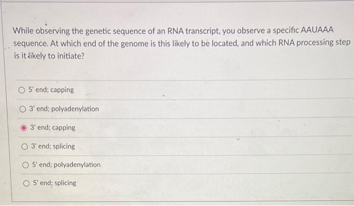Solved While observing the genetic sequence of an RNA | Chegg.com