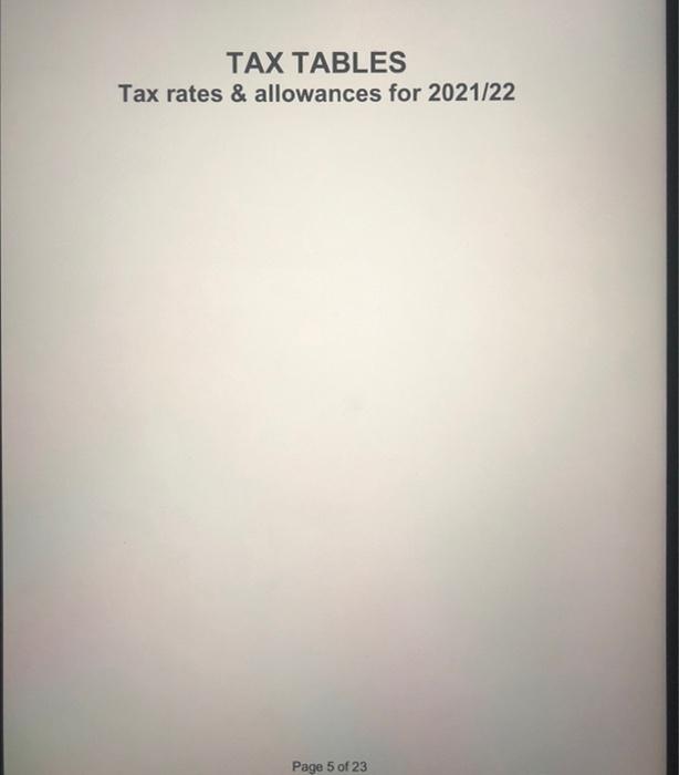 Solved TAX TABLES Tax rates \& allowances for 2021/22The | Chegg.com