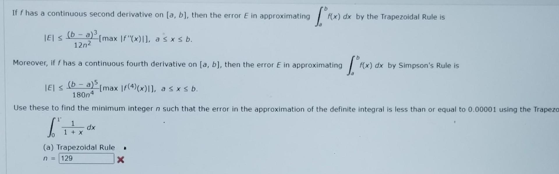 Solved If f has a continuous second derivative on [a,b], | Chegg.com