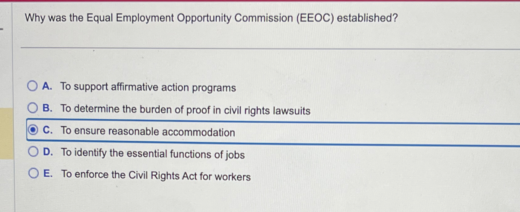 Solved Why was the Equal Employment Opportunity Commission | Chegg.com