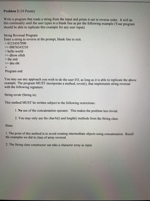 Solved Problem 2 (10 Points) e a program that reads a string | Chegg.com