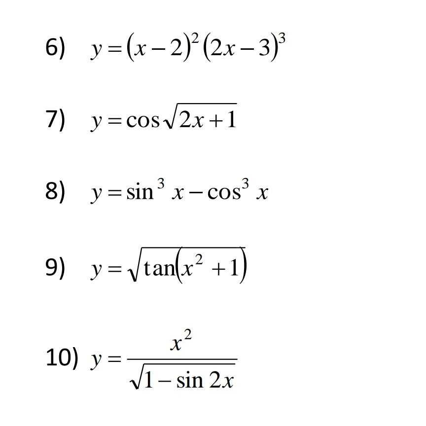 Solved 6 Y X 2 2x 3 7 Y Cos 2x 1 8 Y Sin X Chegg Com