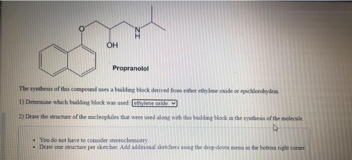 Solved ZI OH Propranolol The synthesis of this compound uses | Chegg.com