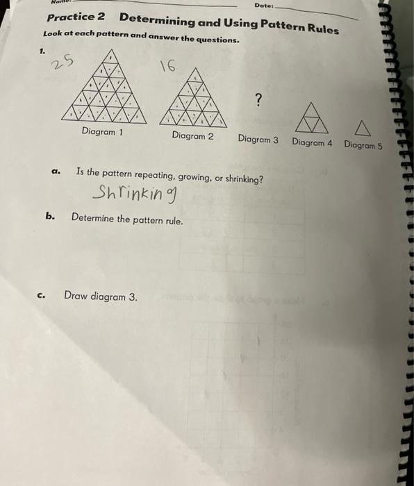Solved d. Create a growing pattern from the above pattern. | Chegg.com