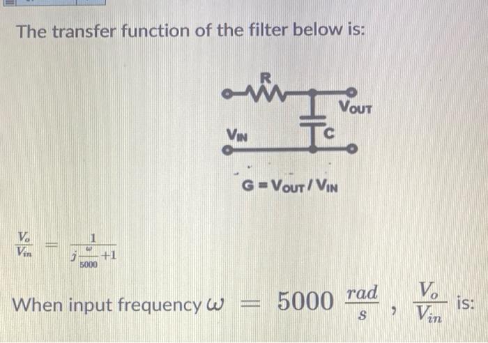 Solved The transfer function of the filter below is: aris To | Chegg.com