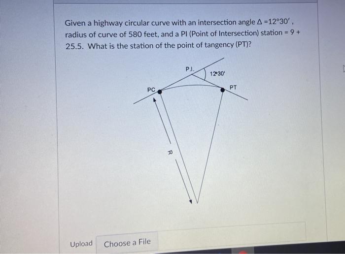 Solved A horizontal curve is shown in the figure below. | Chegg.com
