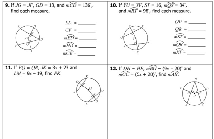 Solved 14. Find mMR. Use the circle below for 13. Find NK. | Chegg.com