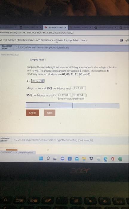 Solved Suppose the mean height in inches of all 9th grade | Chegg.com