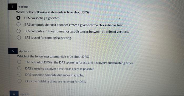 Solved Which of the following statements is true about BFS? | Chegg.com