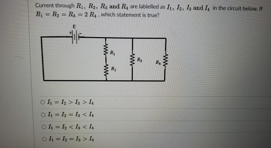Solved Current through Ri, R2, R3 and R4 are labelled as I1, | Chegg.com