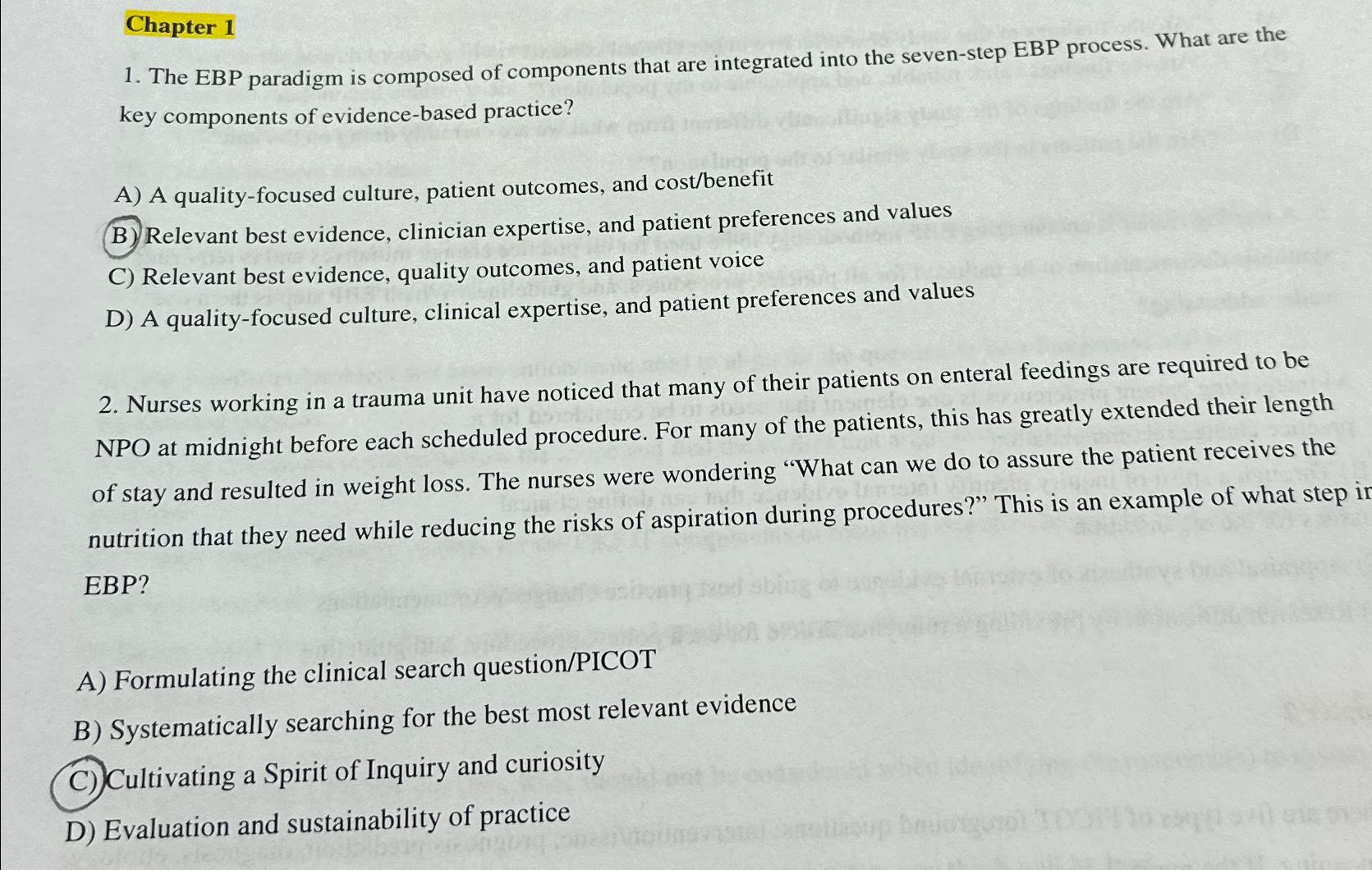 Solved The EBP paradigm is composed of components that are | Chegg.com