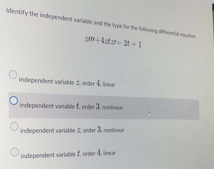 Solved Identify the independent variable and the type for | Chegg.com