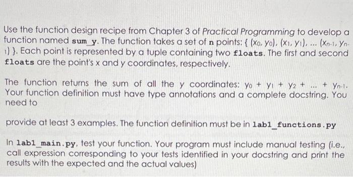 Solved Use the function design recipe from Chapter 3 of | Chegg.com