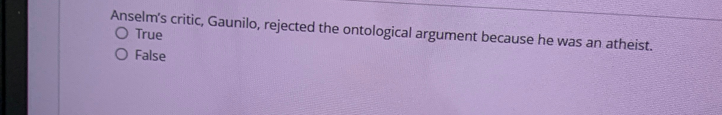 Solved Anselm's critic, Gaunilo, rejected the ontological | Chegg.com