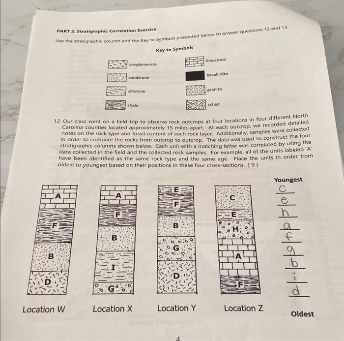 Solved PART 2 Stratigraphic Correlation Exercise Use The Chegg