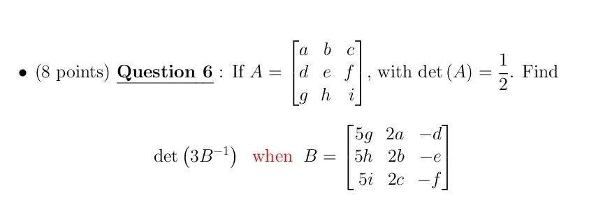 Solved If A =[a b c d e f g h i] , | Chegg.com