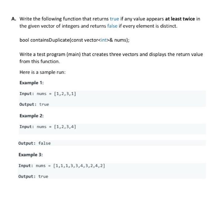 Solved A. Write in c++ the following function that returns | Chegg.com